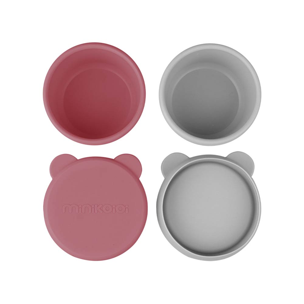 Minikoioi Mini Bites Silicone Mini Bowl with Lid - Velvet Rose / Powder Gray