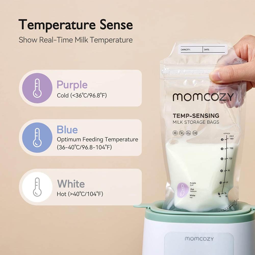 Momcozy Temp-Sensing Milk Storage Bags (180ml) - 50 Pcs