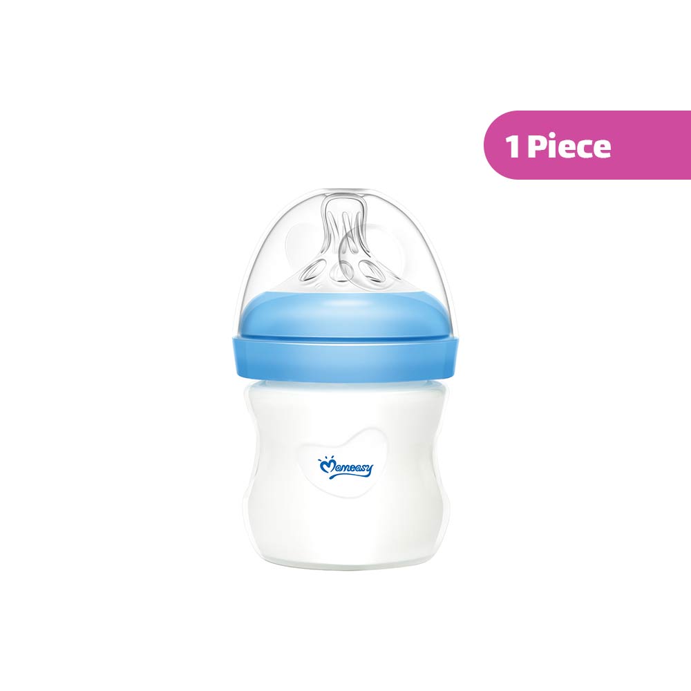 Momeasy Anti-Colic Wide-Neck Glass Feeding Bottle (0m+) 120ml