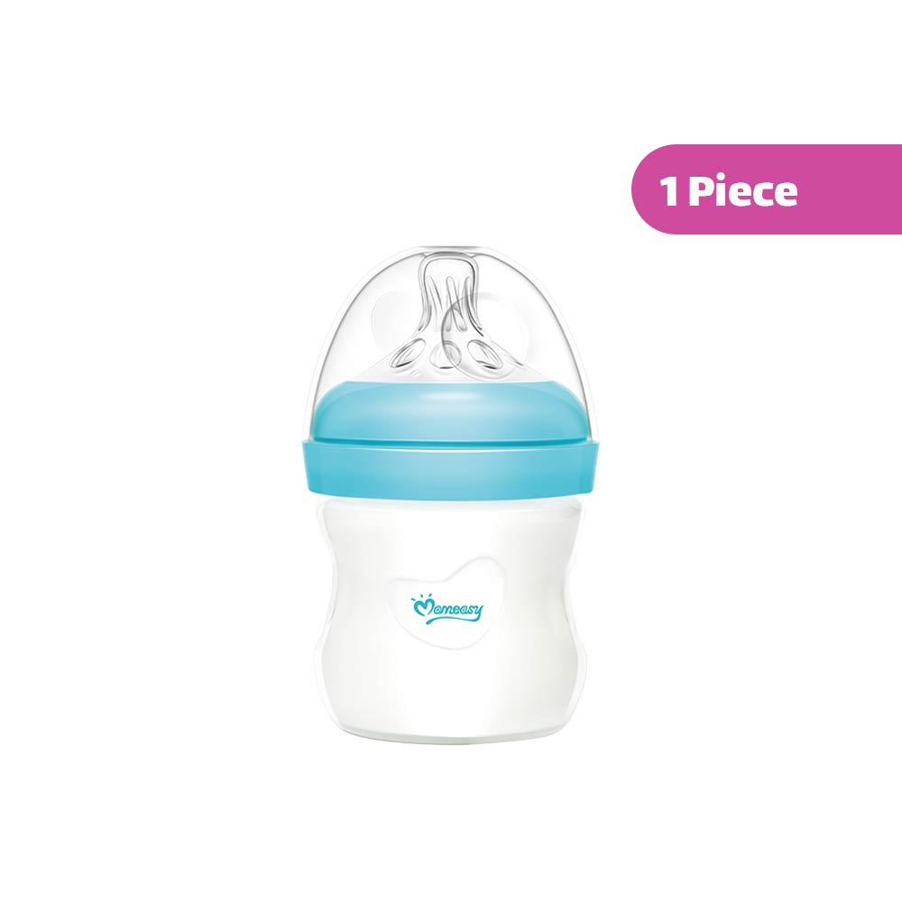 Momeasy Anti-Colic Wide-Neck Glass Feeding Bottle (0m+) 120ml