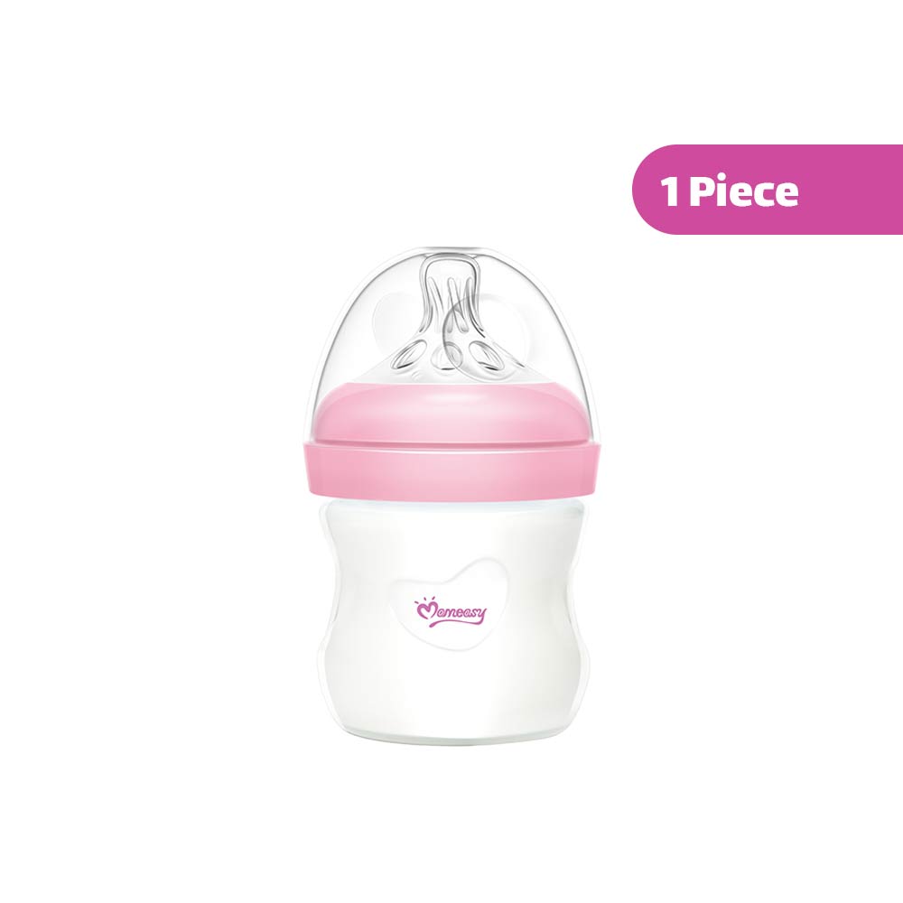 Momeasy Anti-Colic Wide-Neck Glass Feeding Bottle (0m+) 120ml