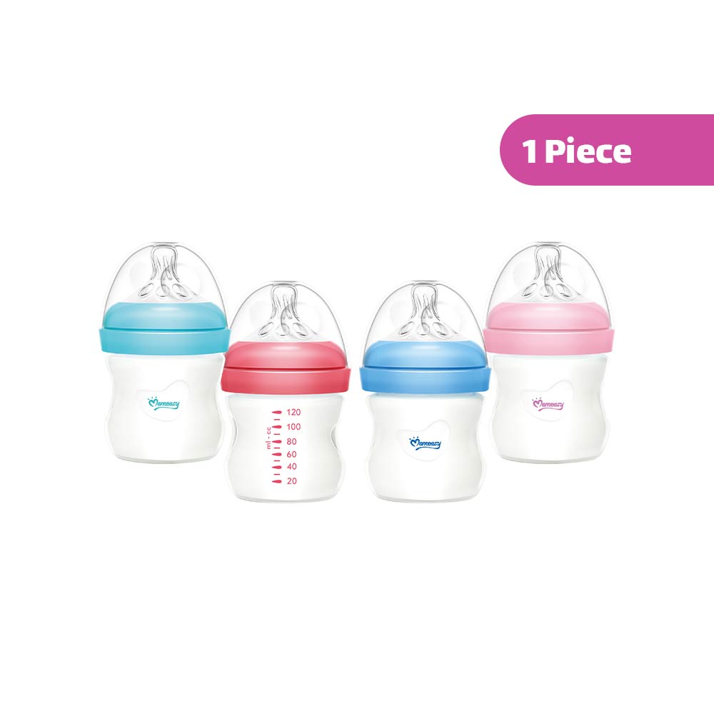 Momeasy Anti-Colic Wide-Neck Glass Feeding Bottle (0m+) 120ml 
