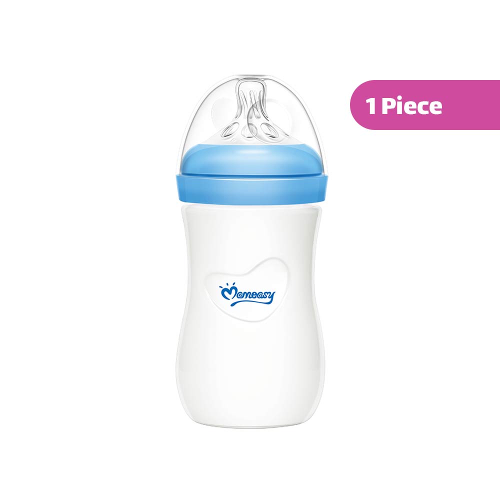 Momeasy Anti-Colic Wide-Neck Glass Feeding Bottle (3m+) 240ml