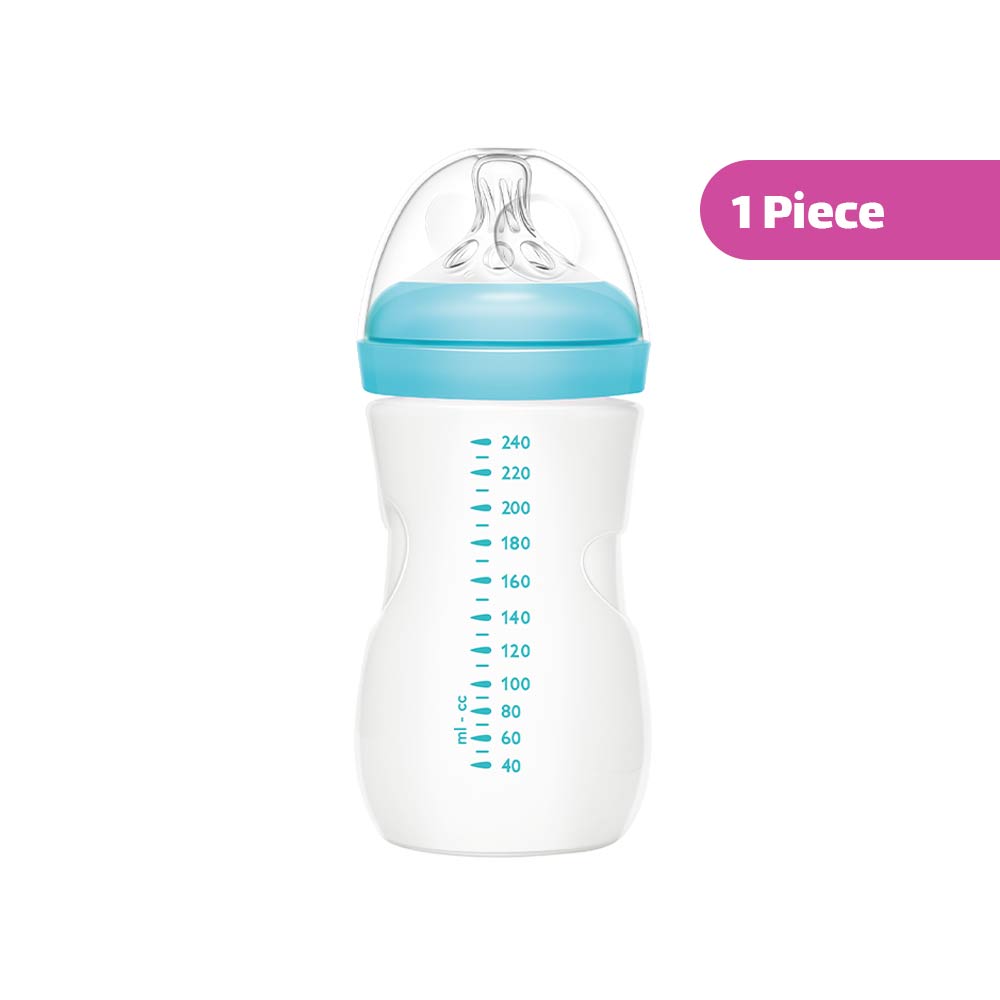 Momeasy Anti-Colic Wide-Neck Glass Feeding Bottle (3m+) 240ml