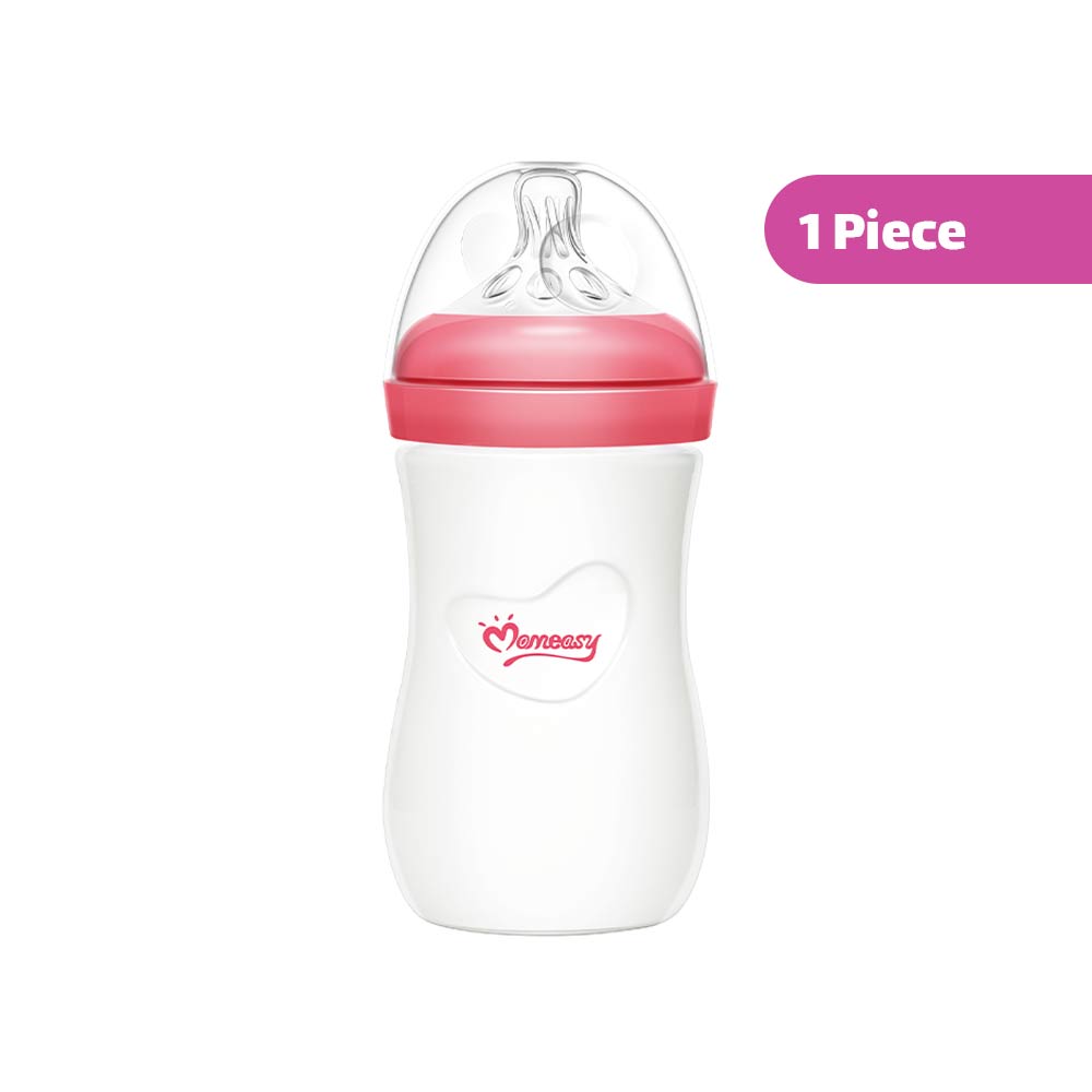 Momeasy Anti-Colic Wide-Neck Glass Feeding Bottle (3m+) 240ml
