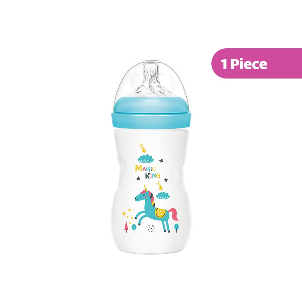 Momeasy Anti-Colic Wide-Neck Plastic Feeding Bottle (3m+) 240ml