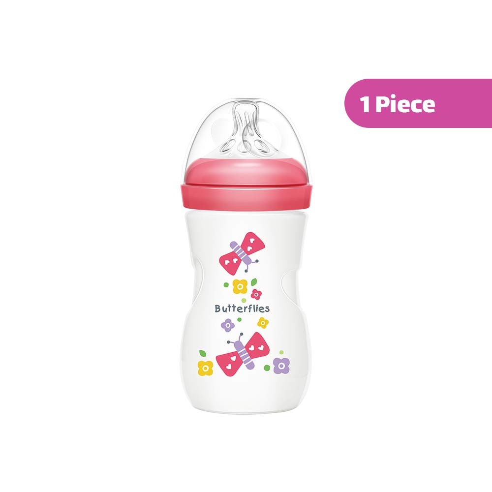 Momeasy Anti-Colic Wide-Neck Plastic Feeding Bottle (3m+) 240ml