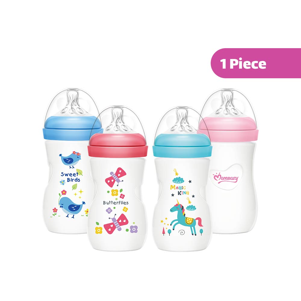 Momeasy Anti-Colic Wide-Neck Plastic Feeding Bottle (3m+) 240ml