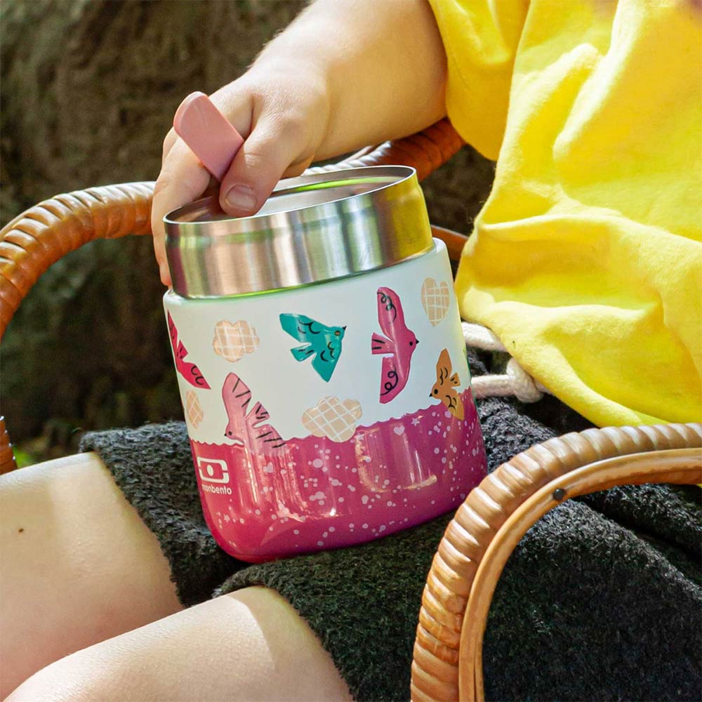 Monbento Kids Capsule Insulated Lunch Box 280ml - Pink Birds