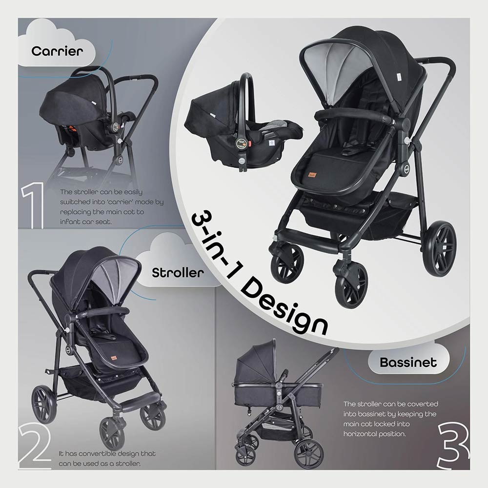 Moon Tres 3-In-1 Travel System - Black