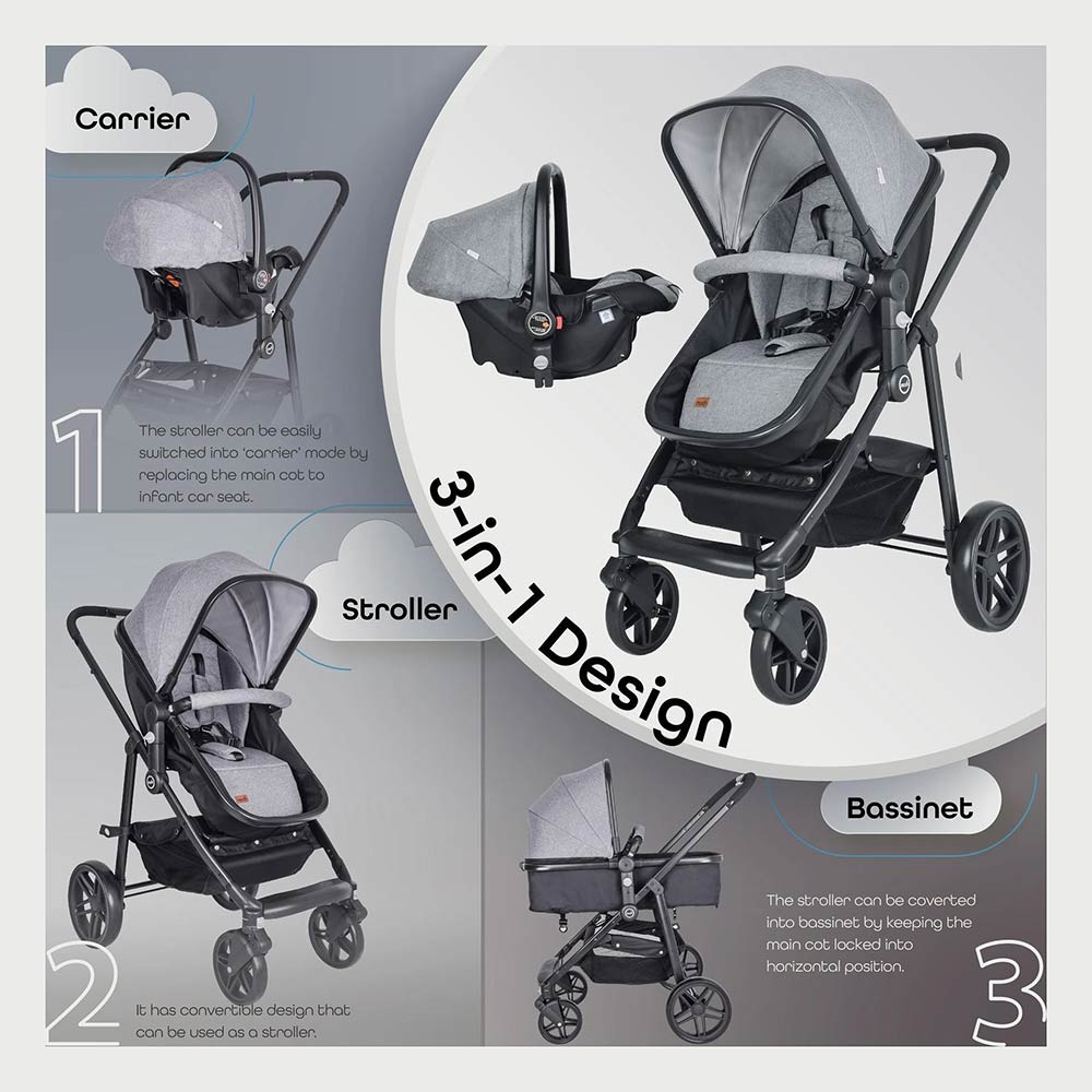 Moon Tres 3-In-1 Travel System - Gray