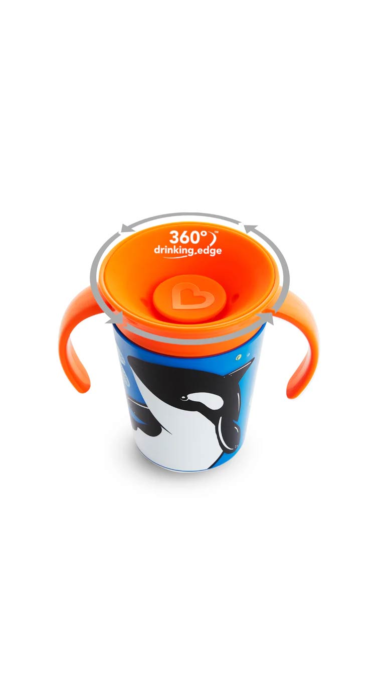 Munchkin Miracle 360° WildLove Trainer Cup with Lid Whale (6m+) - 177ml