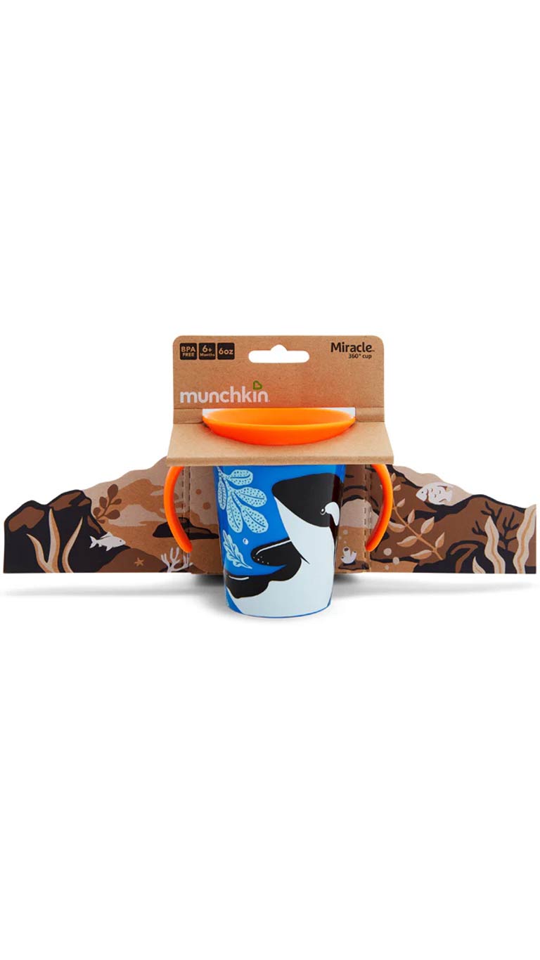 Munchkin Miracle 360° WildLove Trainer Cup with Lid Whale (6m+) - 177ml