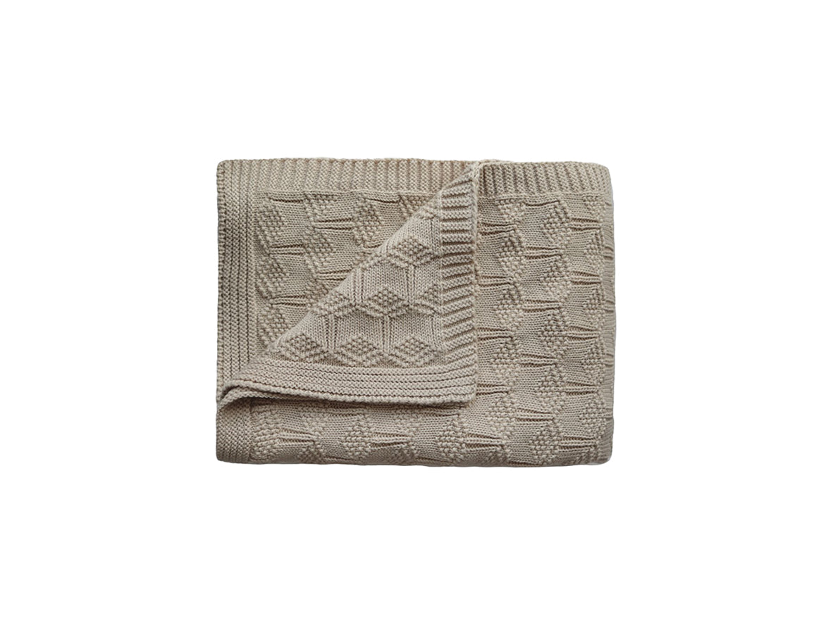 Mushie Knitted Baby Blanket - Honeycomb Beige