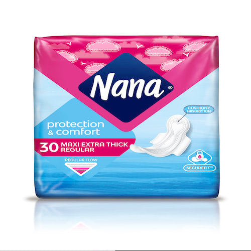 NanaMaxiExtrThickRegularwithWingsUnscented30Pads