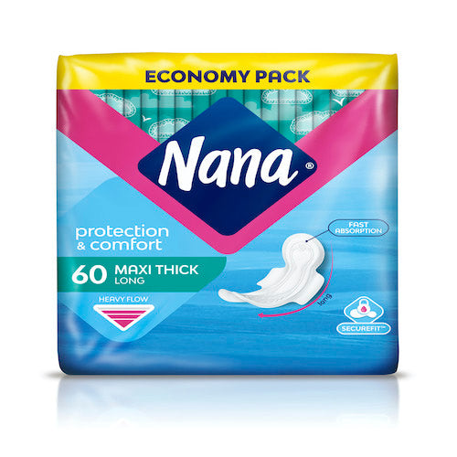 NanaMaxiThickLongwithWingsUnscented60Pads