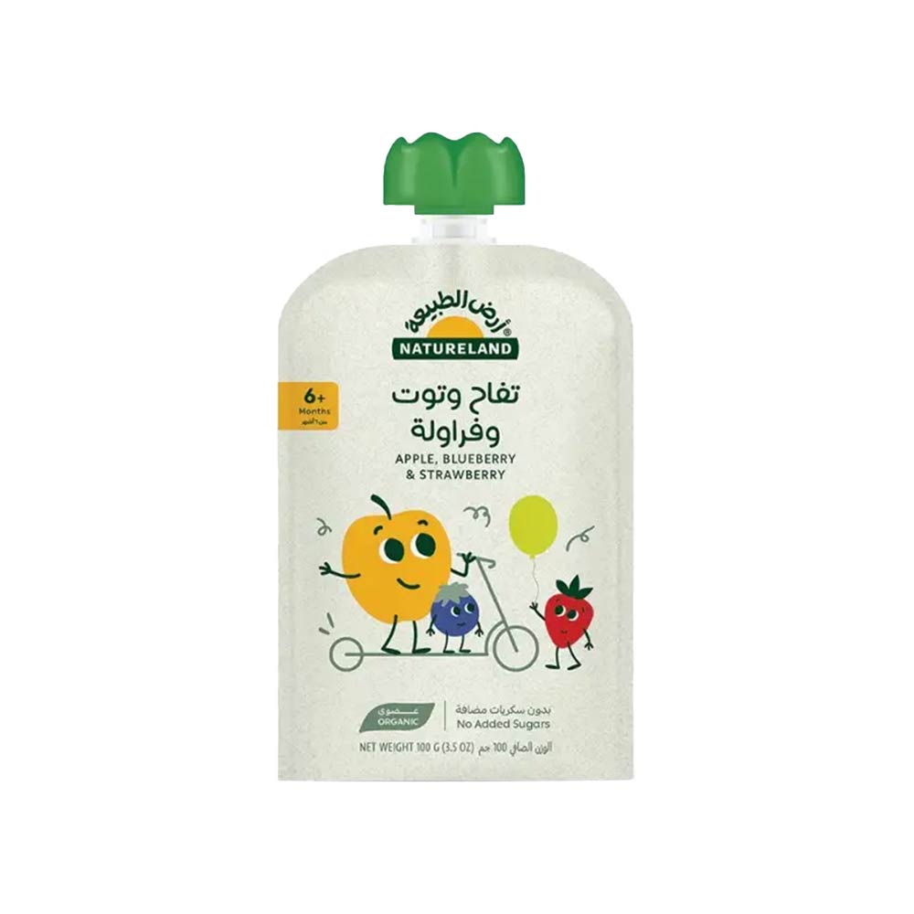Natureland Organic Apple, Blueberry & Strawberry Puree (6m+) 100g
