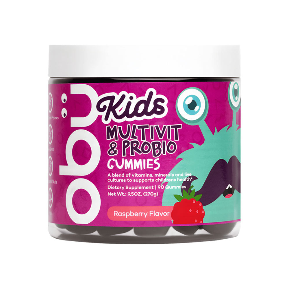 Obu Kids Multivitamin & Probiotic, Raspberry Flavor - 90 Gummies