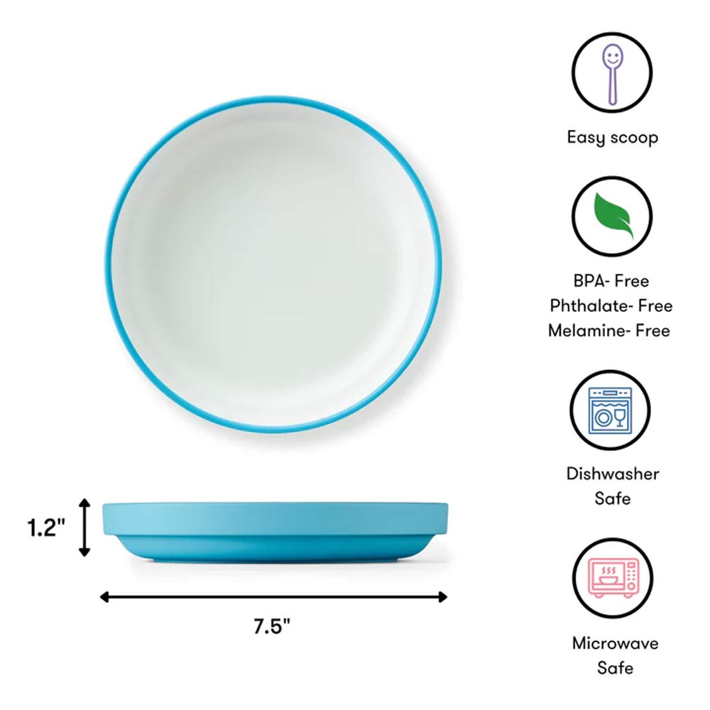 Omie Easy Scoop Kids Plate with Divider - Blue