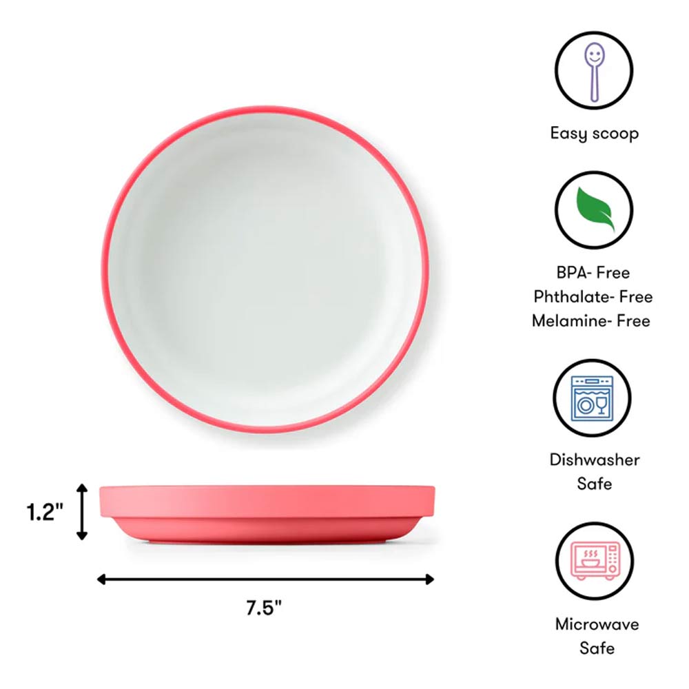 Omie Easy Scoop Kids Plate with Divider - Pink