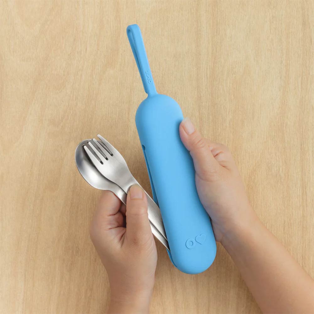OmieBox UP Stainless Steel Utensil Set - Azure