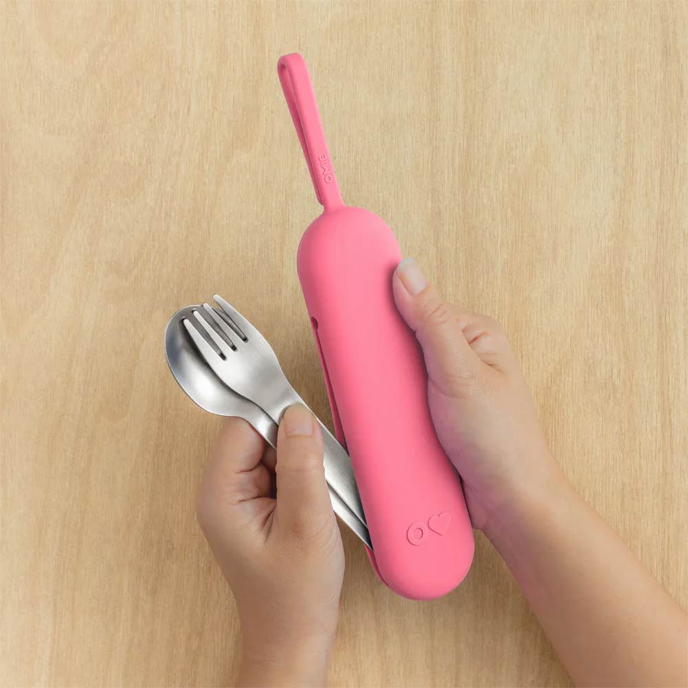 OmieBox UP Stainless Steel Utensil Set - Blush