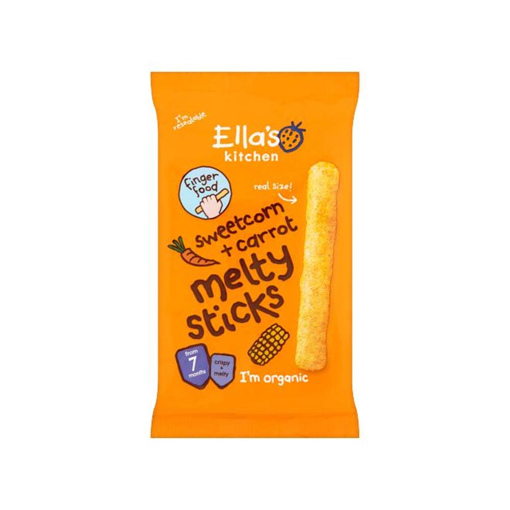 Ella's Kitchen Organic Baby Snack (7m+) 16g - Sweetcorn & Carrot Melty Sticks