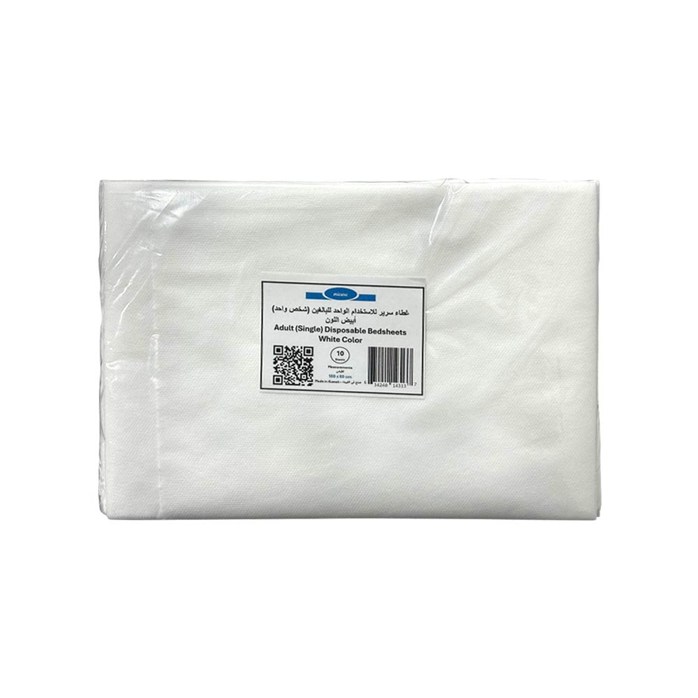 PP Adult (Single) Disposable Bedsheets (180x80cm) - 10 White Sheets