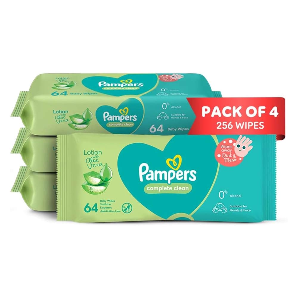 Pampers Baby Wipes with Aloe Vera - (4x64) 256 Wipes Pack