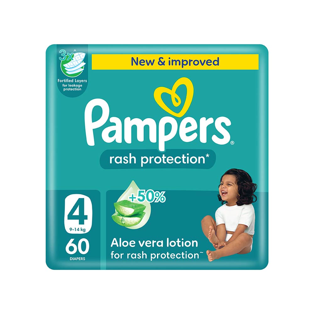 Pampers Rash Protection Size 4 (9-14kg) - 60 Diapers Mega Pack