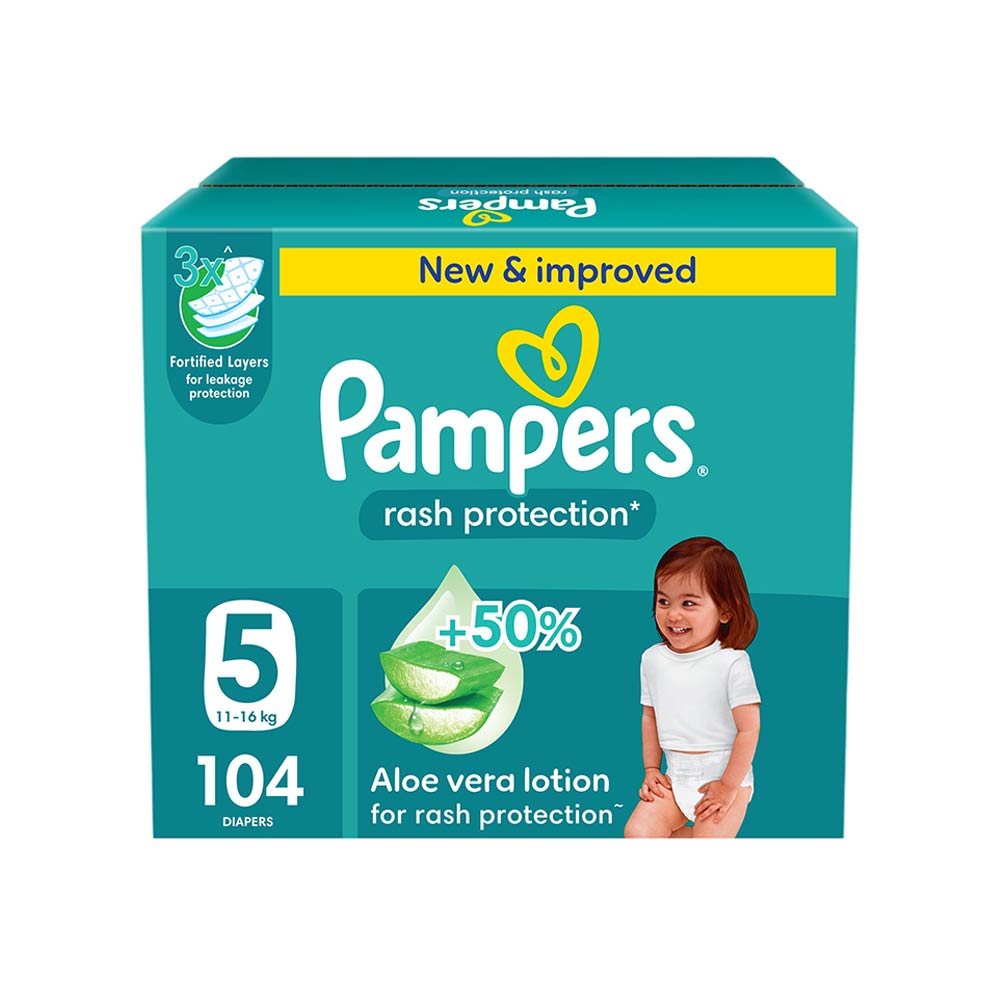 Pampers Rash Protection Size 5 (11-16kg) - 104 Diapers Giant Saving Box