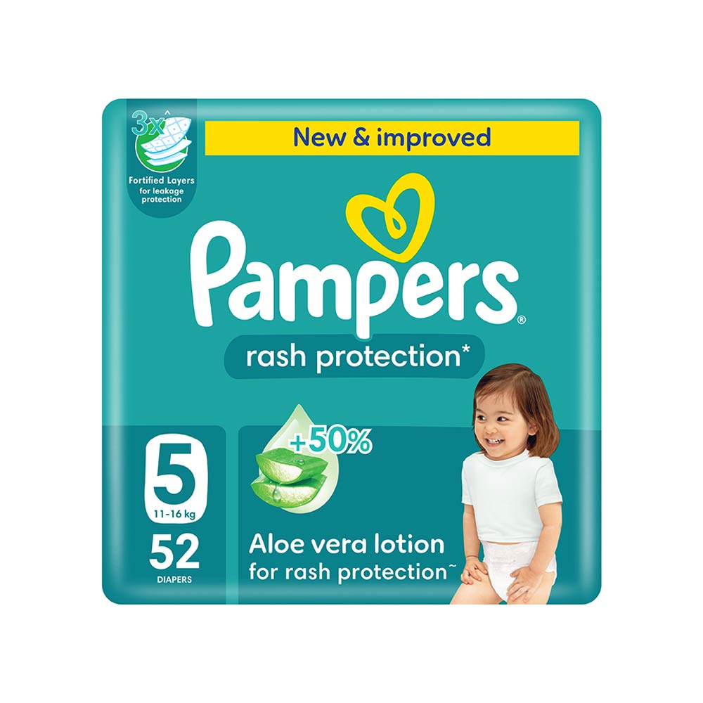 Pampers Rash Protection Size 5 (11-16kg) - 52 Diapers Mega Pack