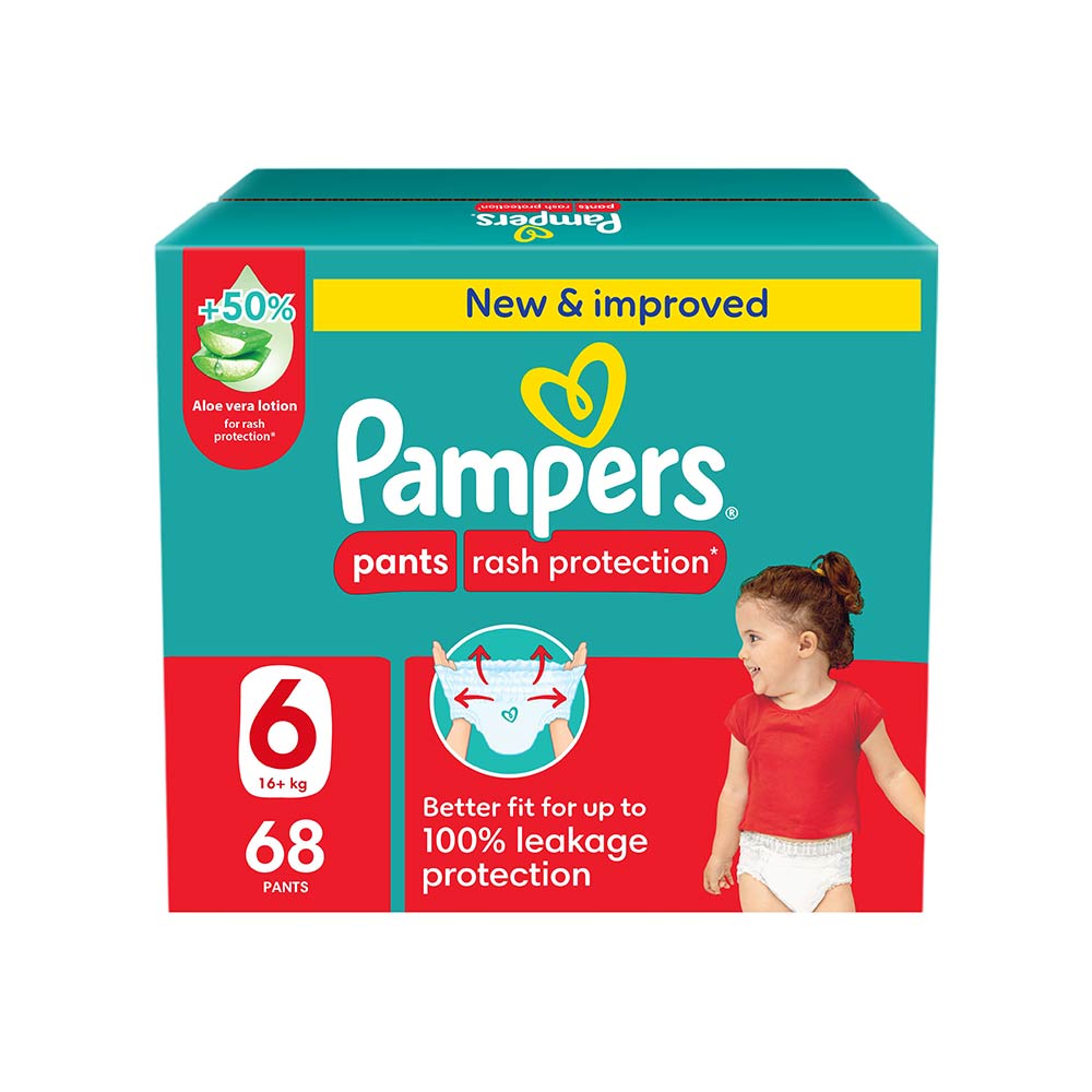 Pampers Rash Protection Size 6 (16+kg) - 68 Pants Giant Saving Box