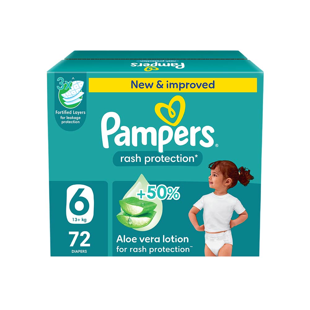 Pampers Rash Protection Size 6 (13+kg) - 72 Diapers Giant Saving Box