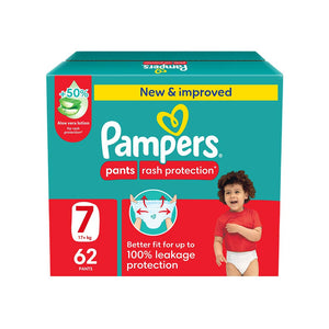 Pampers Rash Protection Size 7 (17+kg) - 62 Pants Giant Saving Box