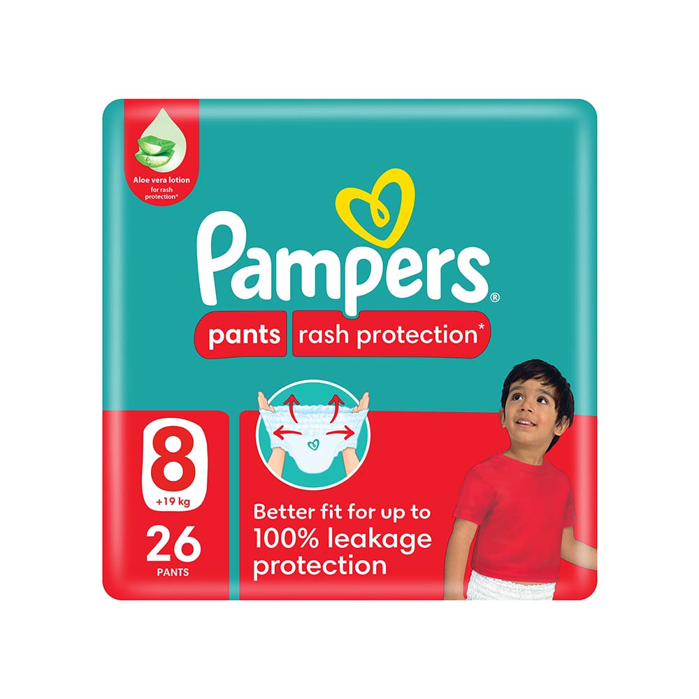 Pampers Rash Protection Size 8 (19+kg) - 26 Pants Pack