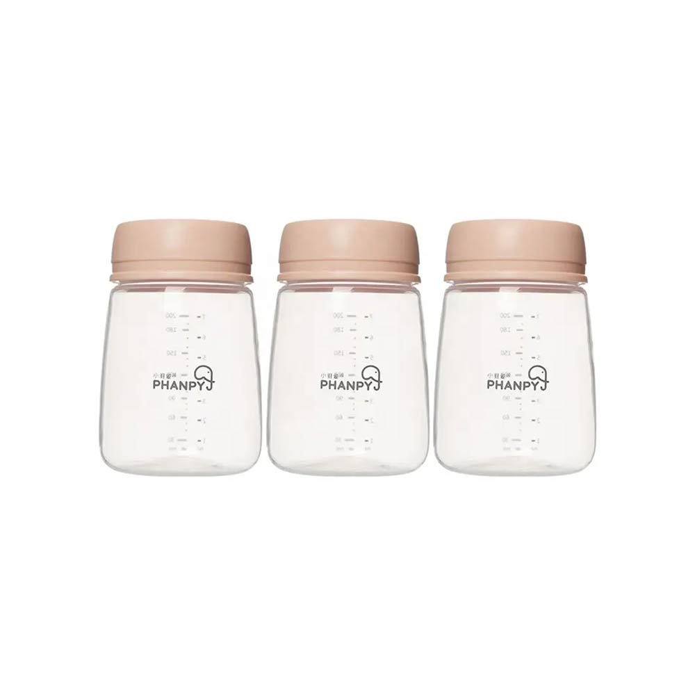 Phanpy Wide Mouth Breastmilk Storage Bottles (200ml) Orange - 3 Pcs