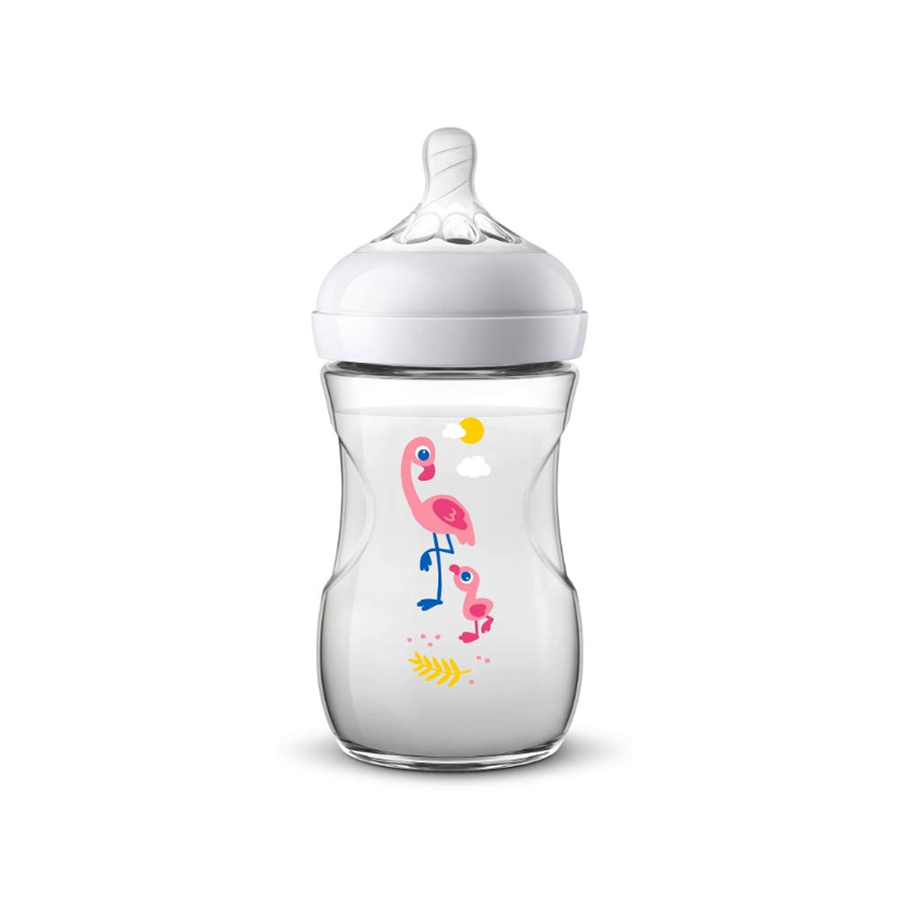 Philips Avent Natural Response Plastic Bottle (1m+) Flamingo - 260ml