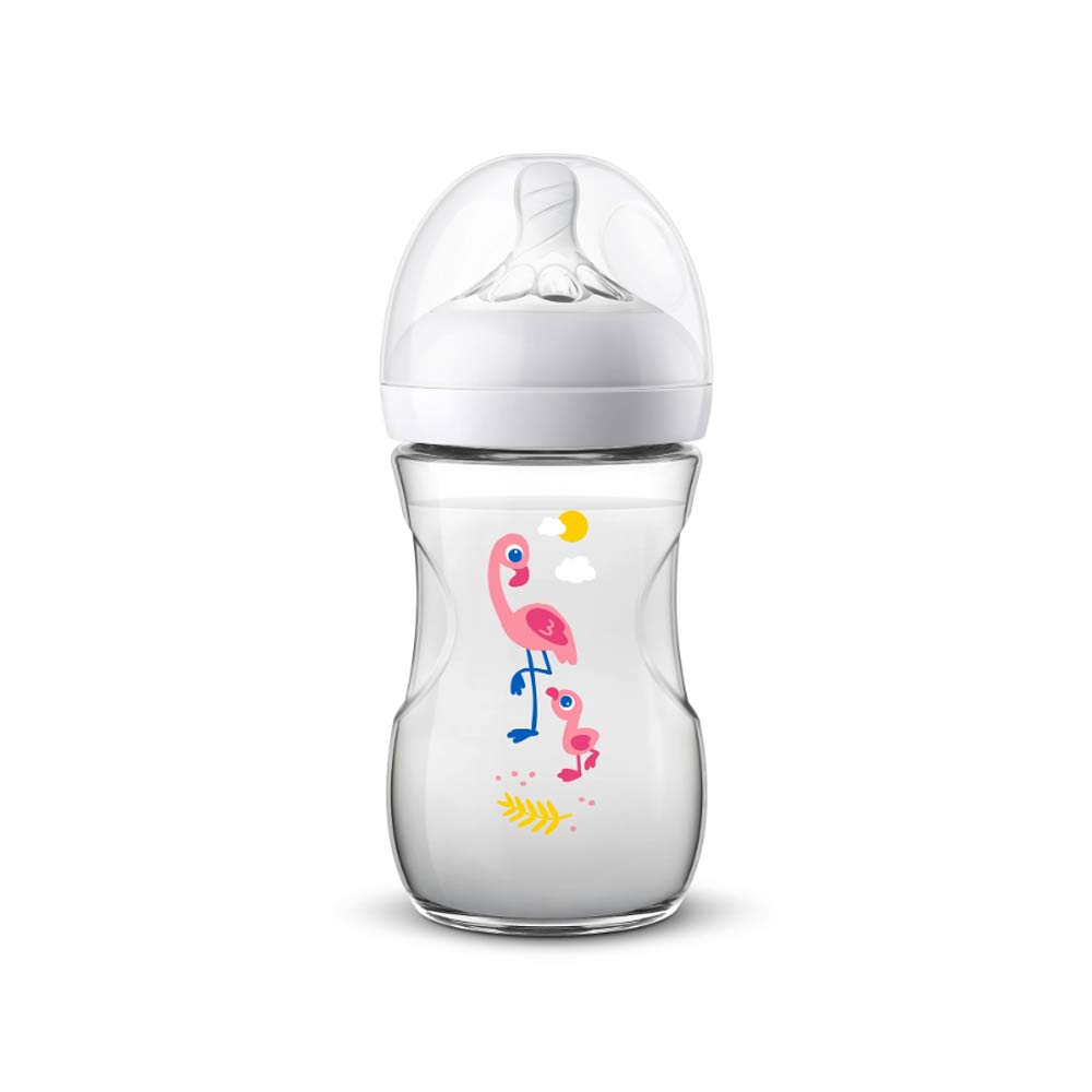 Philips Avent Natural Response Plastic Bottle (1m+) Flamingo - 260ml