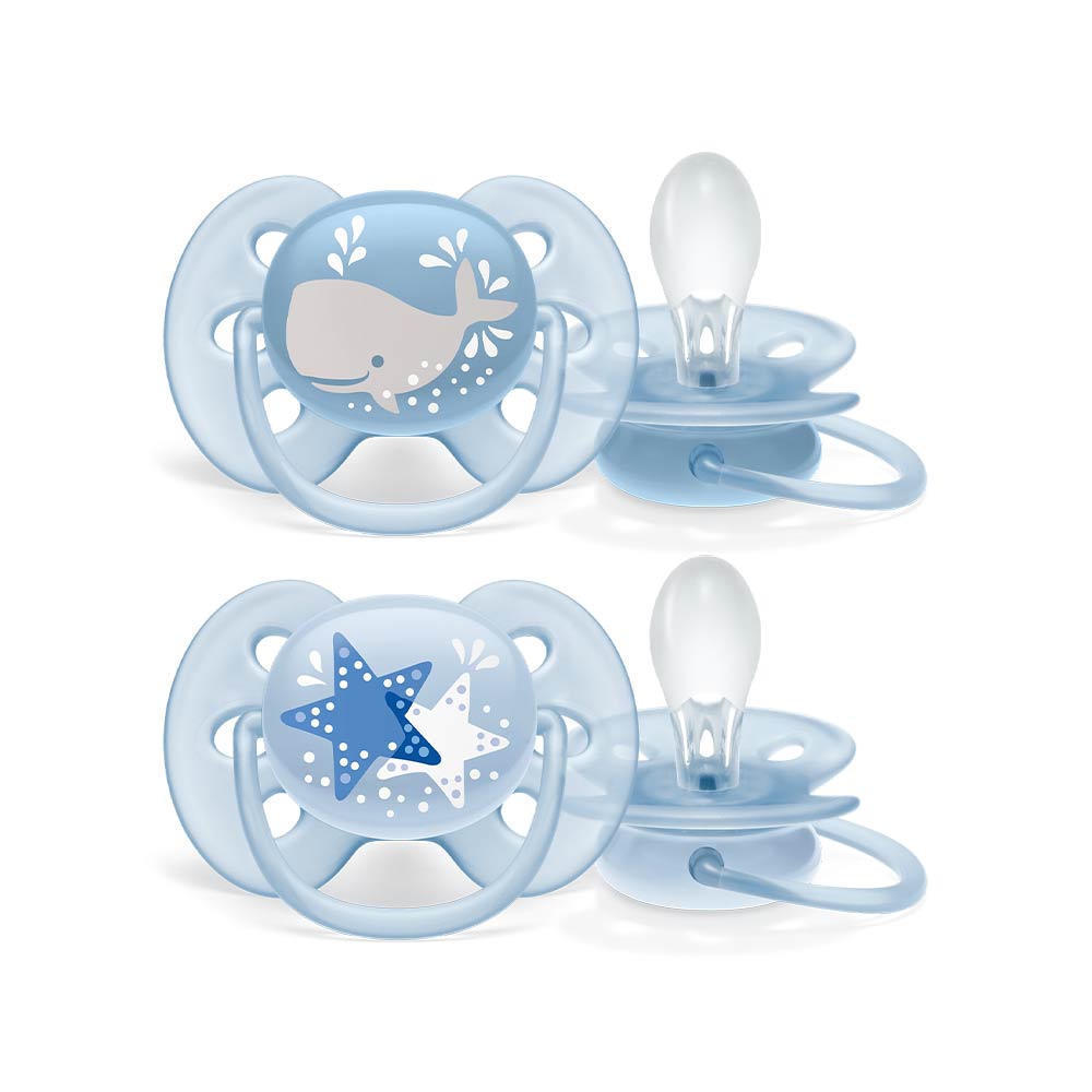 Philips Avent Ultra Soft Silicone Pacifier (6-18m) Boy - 2 Pcs