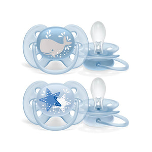 Philips Avent Ultra Soft Silicone Pacifier (6-18m) Boy - 2 Pcs