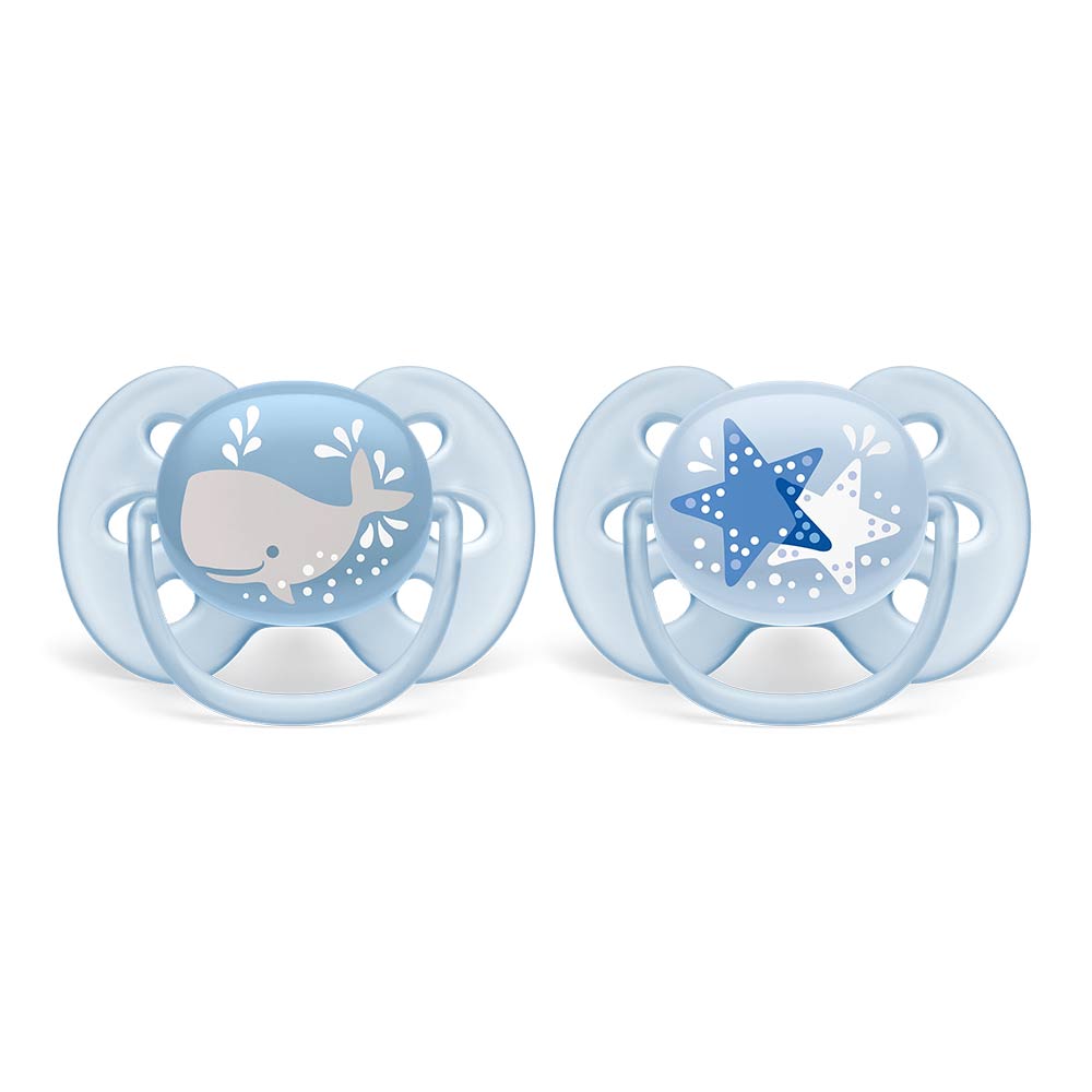 Philips Avent Ultra Soft Silicone Pacifier (6-18m) Boy - 2 Pcs