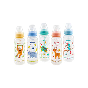 Pigeon Slim Neck Clear Cap Plastic Bottle (4m+) Animals 240ml - 1 Pcs
