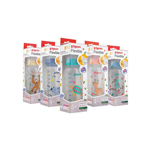 Pigeon Slim Neck Clear Cap Plastic Bottle (4m+) Animals 240ml - 1 Pcs