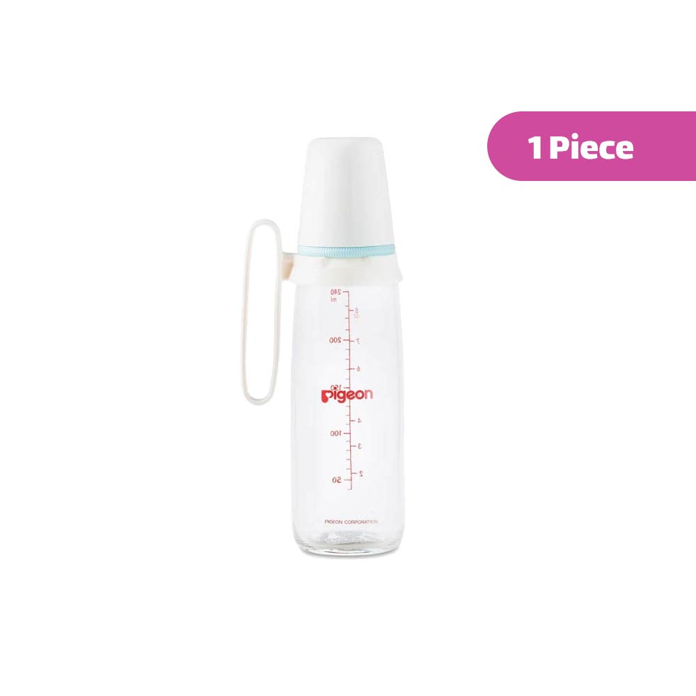 Pigeon Slim Neck Glass Bottle with Handle (4m+) 240ml - 1 Piece