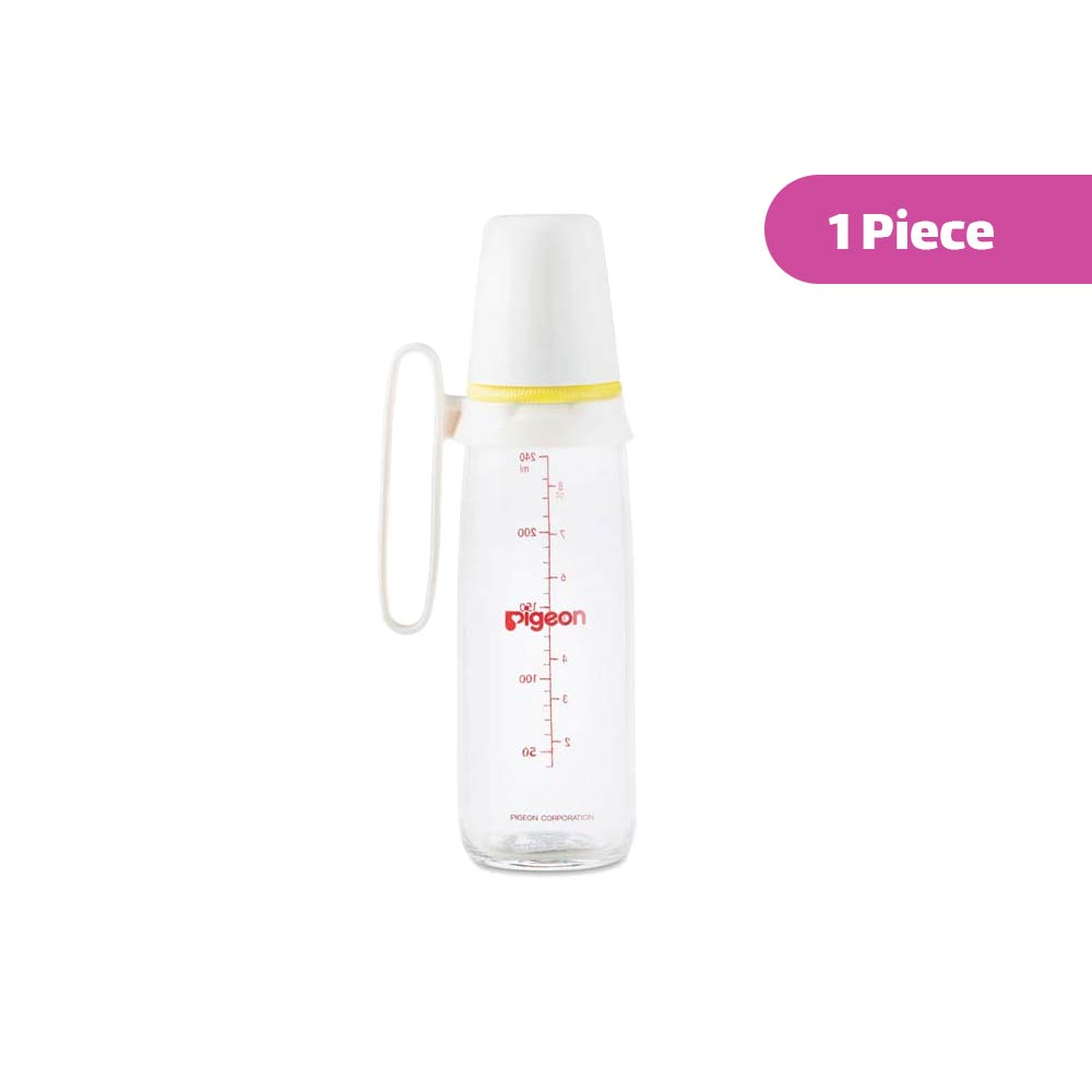 Pigeon Slim Neck Glass Bottle with Handle (4m+) 240ml - 1 Piece