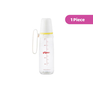 Pigeon Slim Neck Glass Bottle with Handle (4m+) 240ml - 1 Piece
