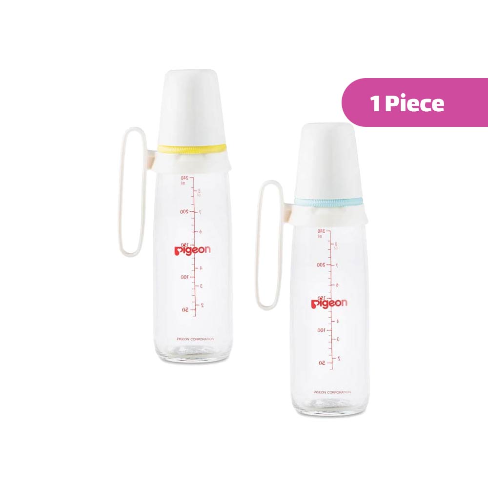 Pigeon Slim Neck Glass Bottle with Handle (4m+) 240ml - 1 Piece
