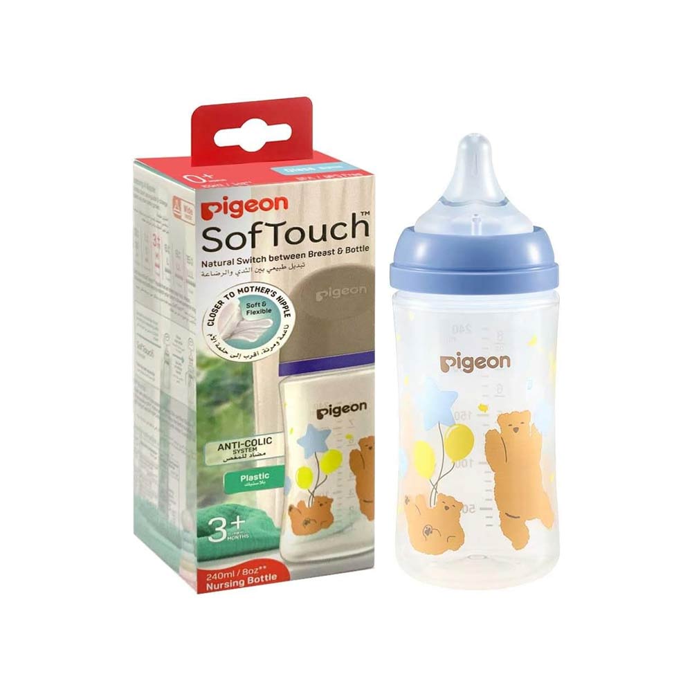 Pigeon SofTouch Anti-Colic Plastic Nursing Bottle 240ml (3m+) - Bear