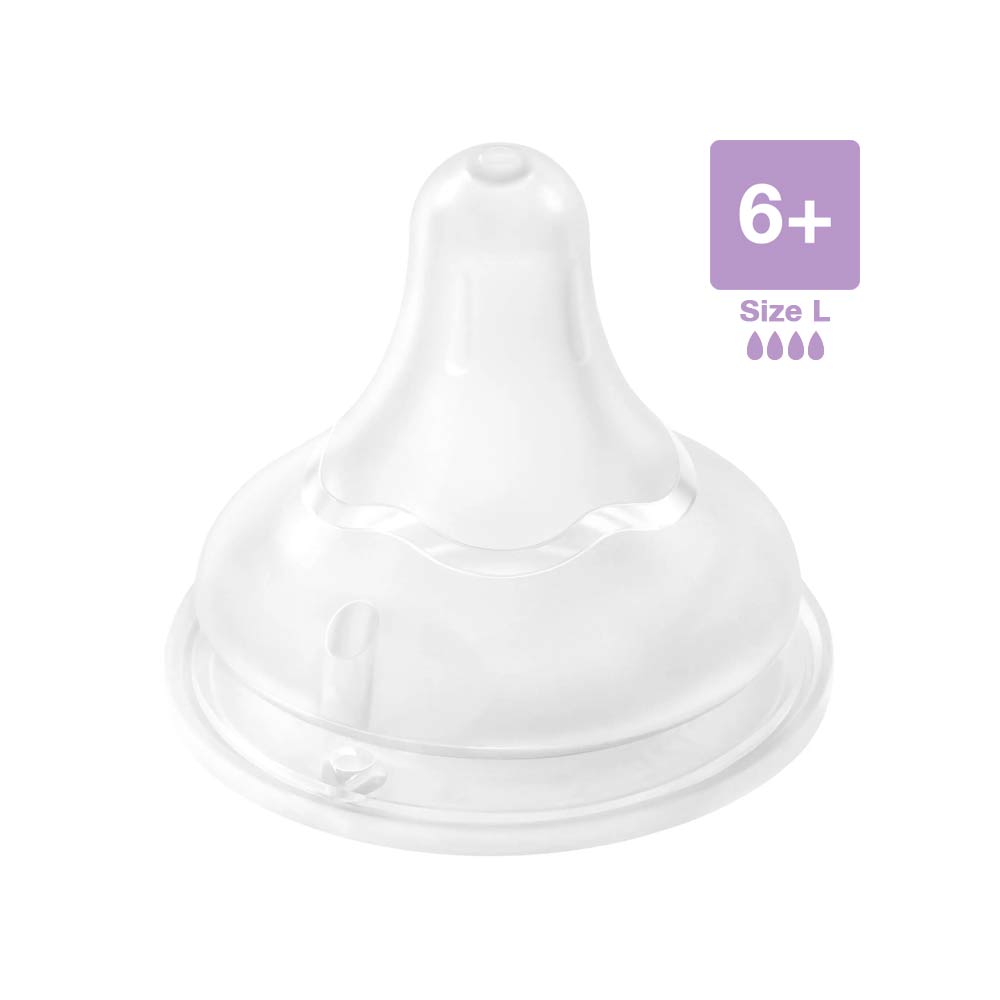 Pigeon SofTouch Anti-Colic Wide Neck Nipple Size L (6m+) - 2 Pcs